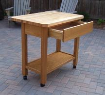 oak & bucher block maple kitchen cart